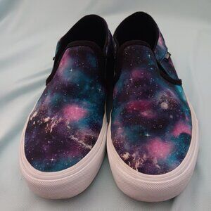 Vans Asher Galaxy Slipon Skateboard Shoes Sneakers Womens Sz 8 Blue Multicolor